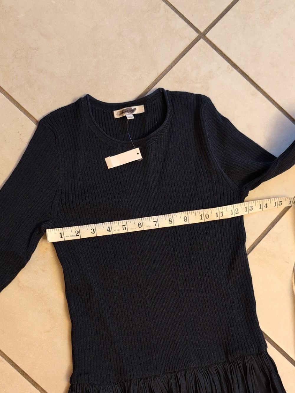 NWT Madewell Addie Ribbed Scoopneck Midi Dress Black Long Sleeve Size M - Picture 5 of 13